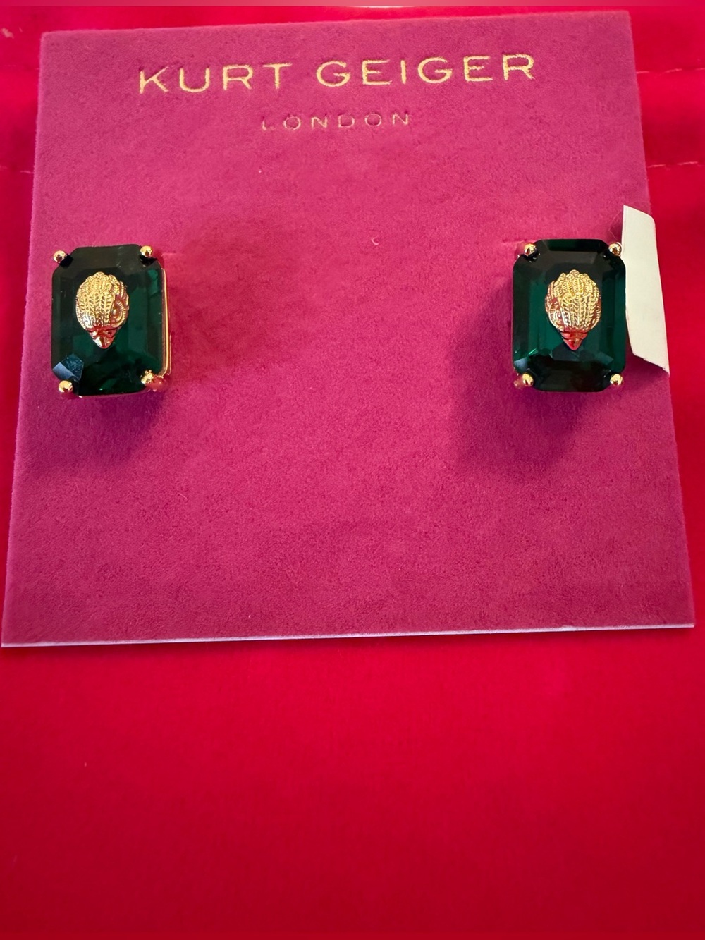 Kurt Geiger Emerald Green Cut Crystal Stud Earrings